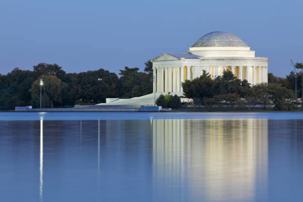 jefferson memorial - washington dc - washington dc night jefferson memorial memorial foto e immagini stock