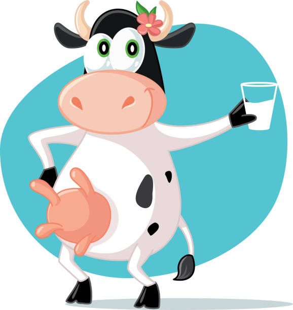 Cartoon Mascot Cow Holding A Glass Of Milk Stock Illustration - Download  Image Now - Cow, Cartoon, Drinking Glass - iStock