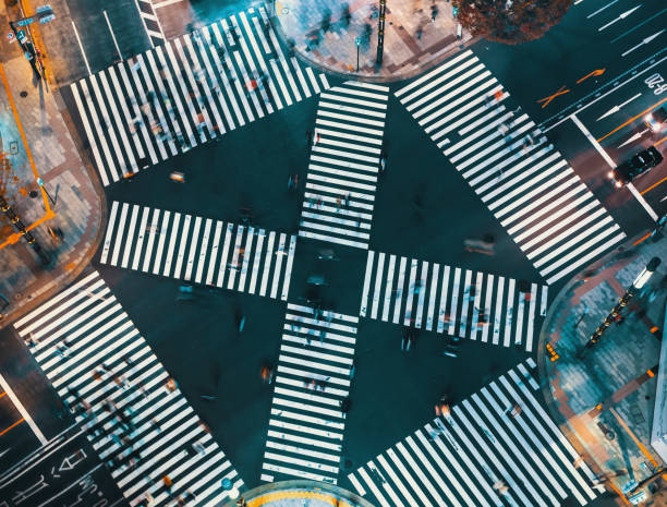 istock Aerial view of a big intersection in Tokyo 942857614
