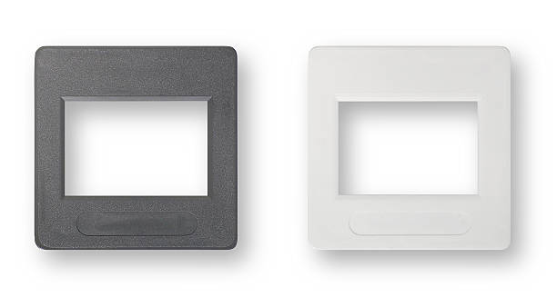 plástico apresentação de molduras isolado a branco - lightbox slide frame black imagens e fotografias de stock