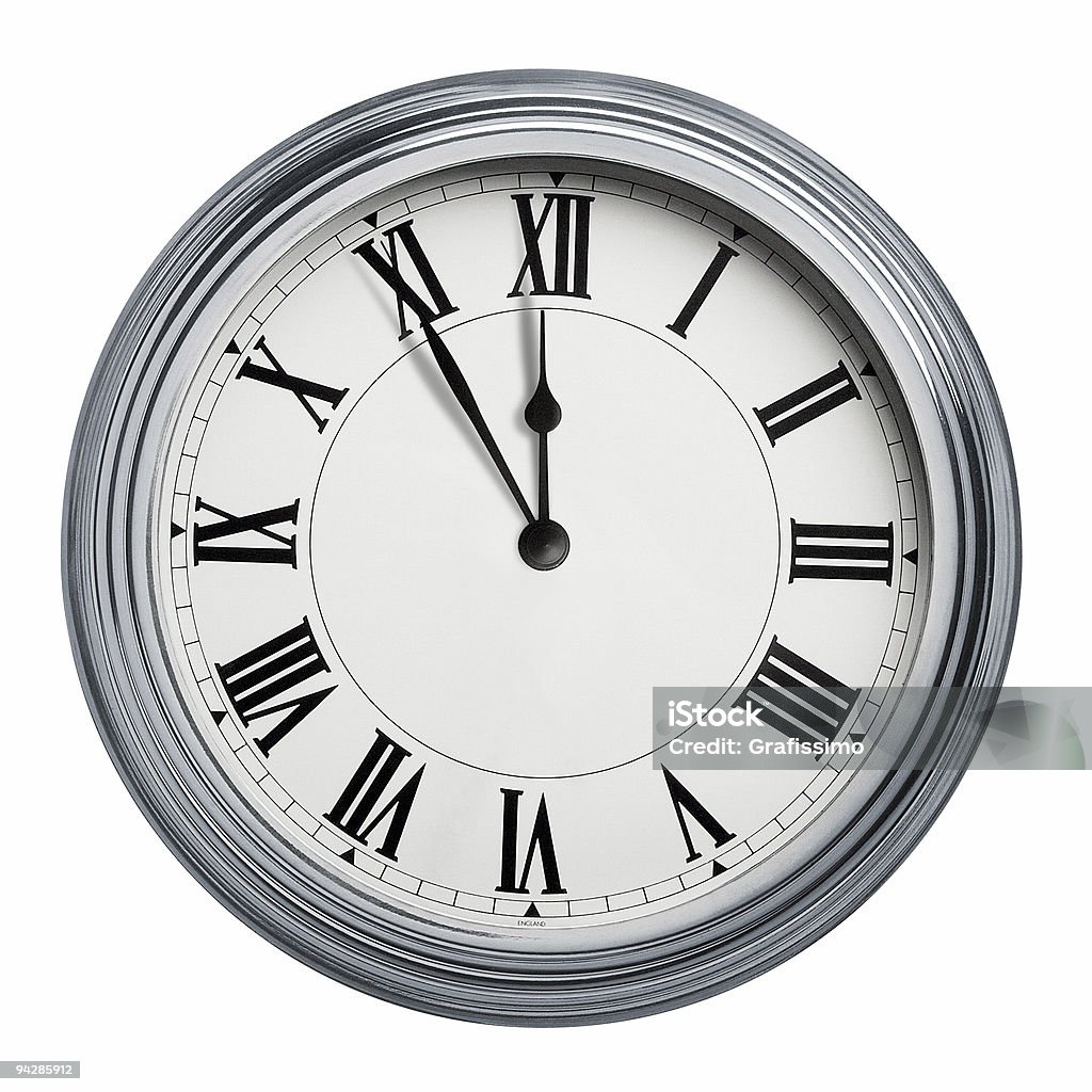 Orologio con numeri romani e percorsi 2 - Foto stock royalty-free di Orologio a muro