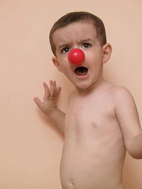 istock Naked boy with red nose 2 94285918