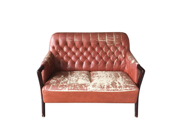 red color vintage old sofa stock photo