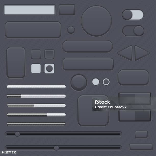 Black Interface Buttons Set Stock Illustration - Download Image Now ...