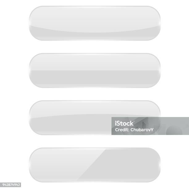 Oblong Computer Button White Oval Buttons With Reflection Stock Illustration - Download Image ...