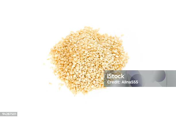 Sesame Seeds On White Stock Photo - Download Image Now - Sesame Seed, Cut Out, White Background