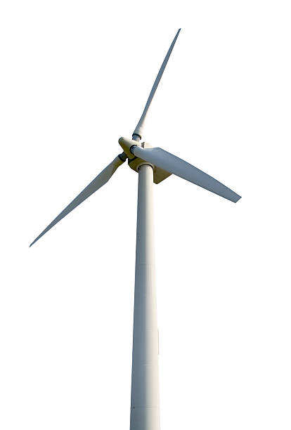 windkraftanlage, isoliert auf weißem hintergrund - windkraftanlage stock-fotos und bilder