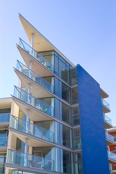 White balconies in modern apartment building, Miedzyzdroje, Poland