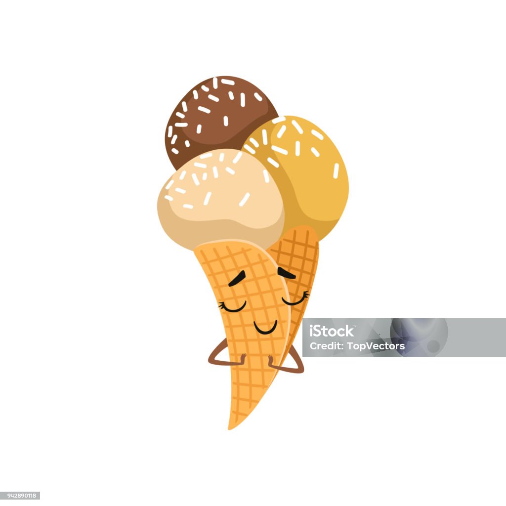 Kem Hoạt Hình Đáng Yêu Trong Hình Nón Bánh Quế Thức Ăn Ngon Món ...