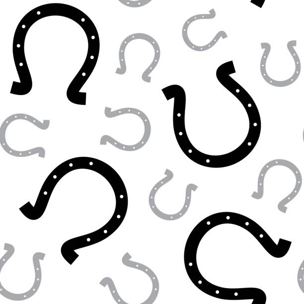 ilustraciones, imágenes clip art, dibujos animados e iconos de stock de horseshoe sin costuras vector papel tapiz - horseshoe backgrounds seamless vector