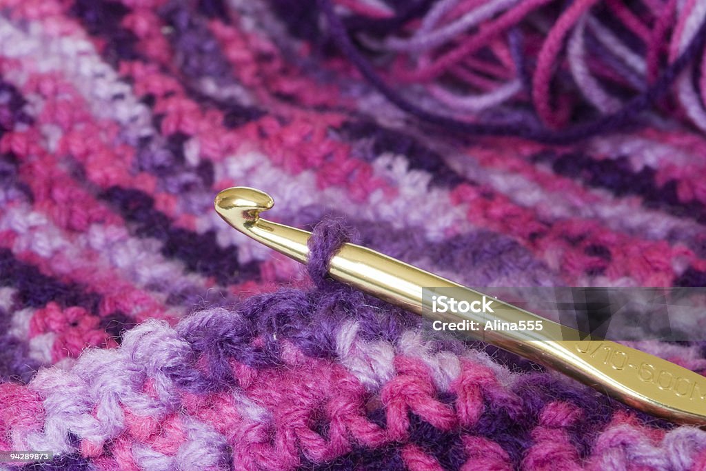 Crochet padrão com gancho - Royalty-free Agulha de croché Foto de stock