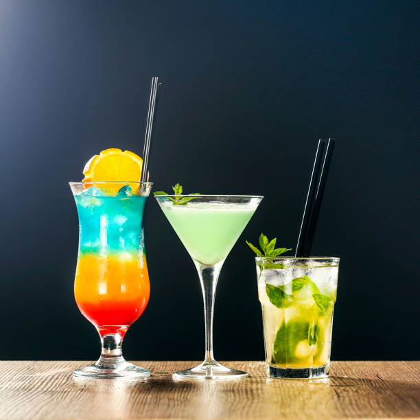 Rainbow, Grasshopper and Mojito cocktail