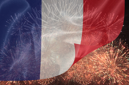 Fireworks  French flag celebration Paris-France