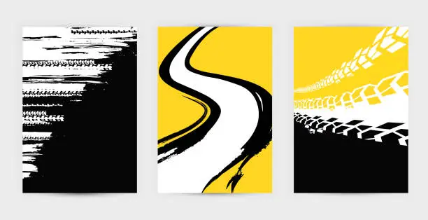 Vector illustration of Grunge Tire Posters Set 17-21
