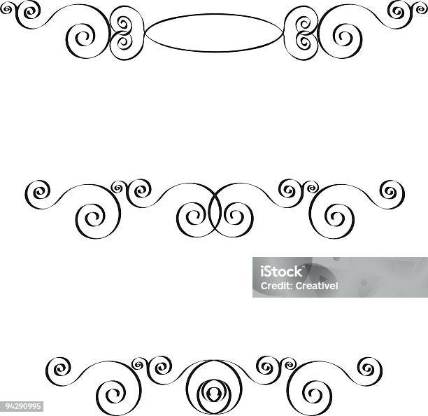 Calligraphic Scrolls Borders Stock Illustration - Download Image Now - Border - Frame, Calligraphy, Color Image