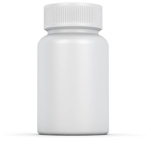 Plastic medical container White plastic medical container for pills isolated on a white background white cap stock pictures, royalty-free photos & images