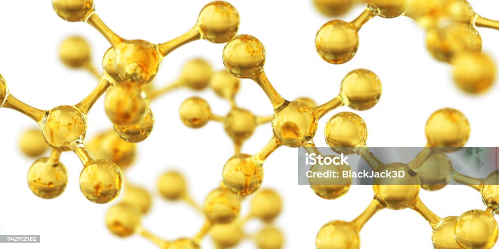 Molecular Structure Science background. 3D Render Omega-3 Stock Photo
