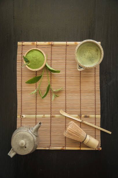 Matcha. Organic Green Matcha Tea ceremony. Matcha powder. Cooking with matcha, recipe
