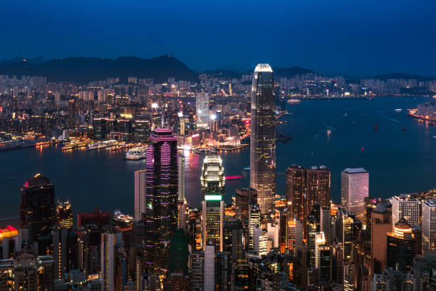 istock Hong Kong cityscape at night. View from Peak 942913664