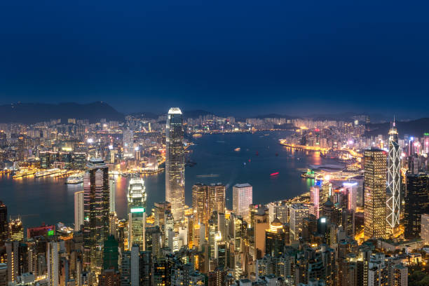 istock Hong Kong cityscape at night. View from Peak 942913668