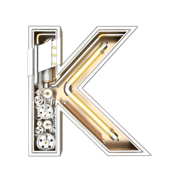 Mechanic alphabet ,letter K on white background with clipping path. 3D illustration