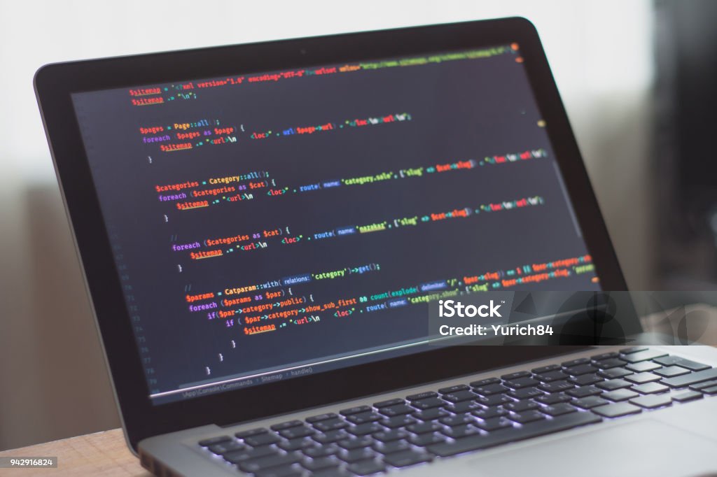 Computer Code On Laptop Stock Photo - Download Image Now - Broadcast ...