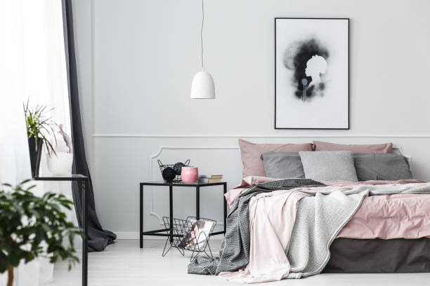 istock Poster in pink bedroom interior 942917372