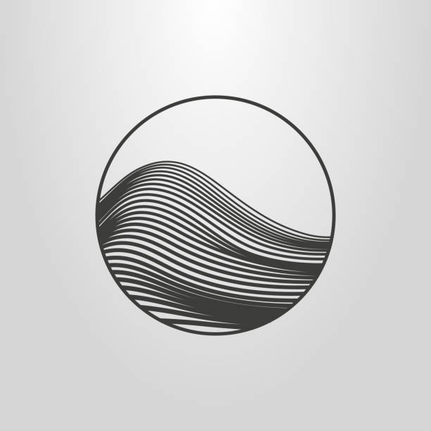 linear abstract mountain icon black and white linear abstract mountain icon tide stock illustrations