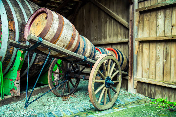 istock Wine barrel on horse cart 942920104