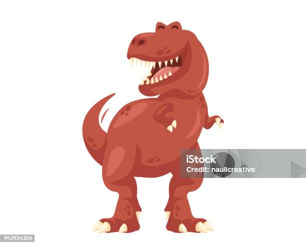 Cute Cheerful Tyrannosaurus Rex Illustration Stock Illustration - Download Image Now - Dinosaur, Tyrannosaurus Rex, Cheerful