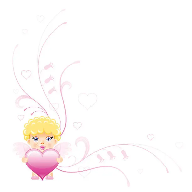 Vector illustration of Cupid corner