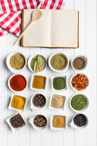 istock Blank cookbook and various spices and herbs. 942930238