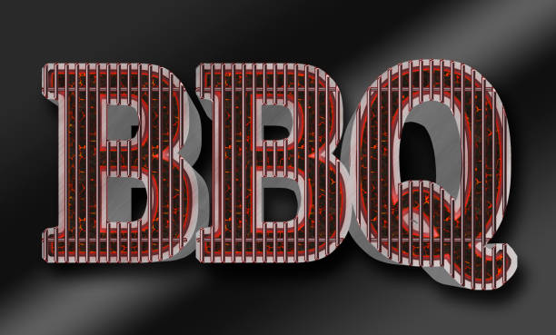istock Stock Illustration - Large Text: BBQ , Big Glowing Coal BBQ, 3D Illustration, 942933042