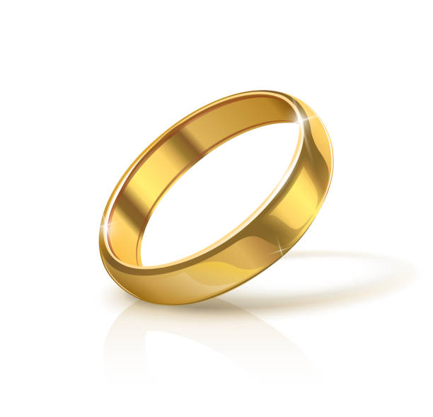 ゴールドのウェディングリング - ring wedding gold single object点のイラスト素材／クリップアート素材／マンガ素材／アイコン素材