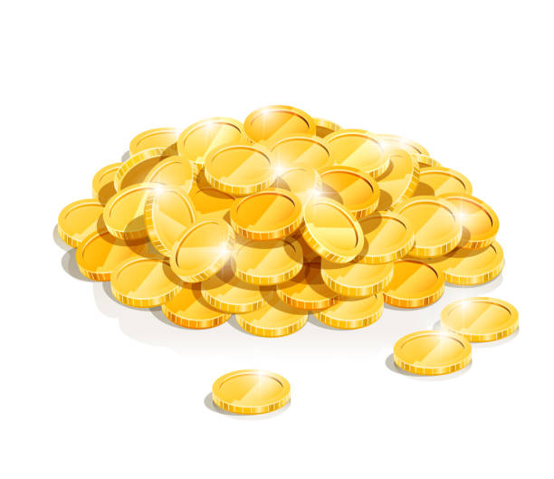 ilustrações de stock, clip art, desenhos animados e ícones de golden coin heap - jewelry paper currency gold currency