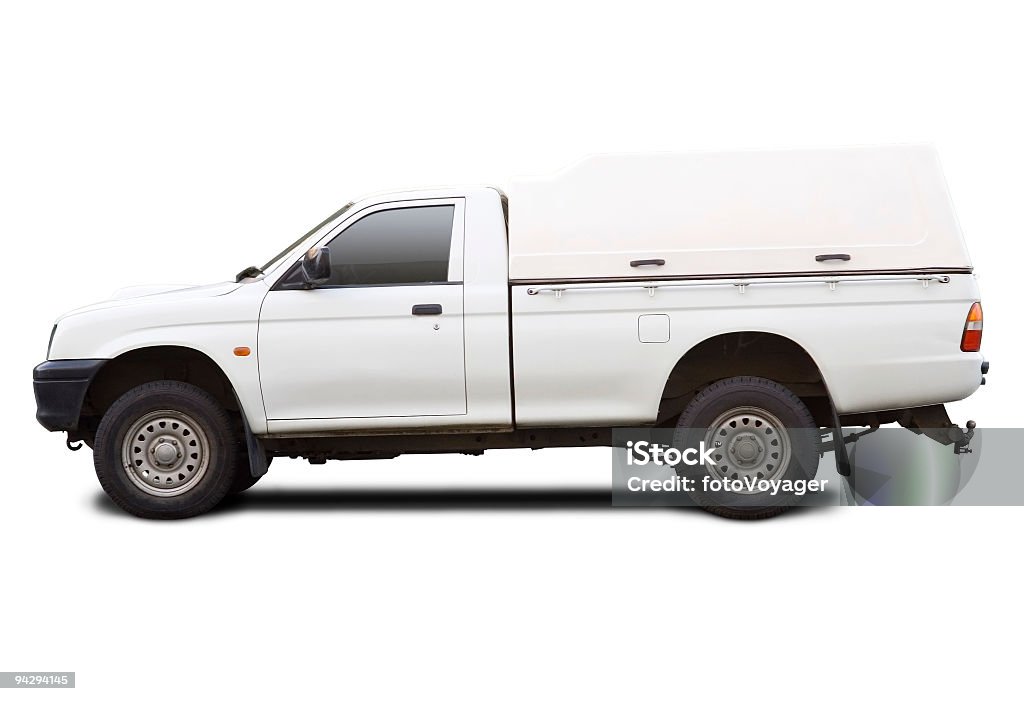Vuoto bianco Camion pick-up con tracciati di ritaglio - Foto stock royalty-free di Furgone pickup