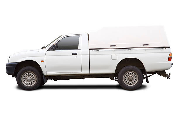 istock Blank white pick up truck with clipping paths 94294145