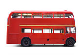 Bright red bus with clipping paths