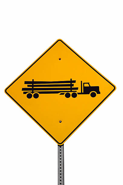 camion di logging * - slow moving vehicle sign foto e immagini stock