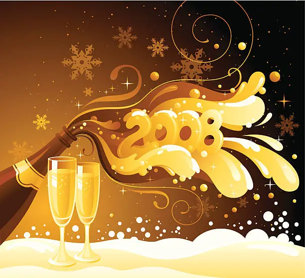 Vector illustration of New Year 2008