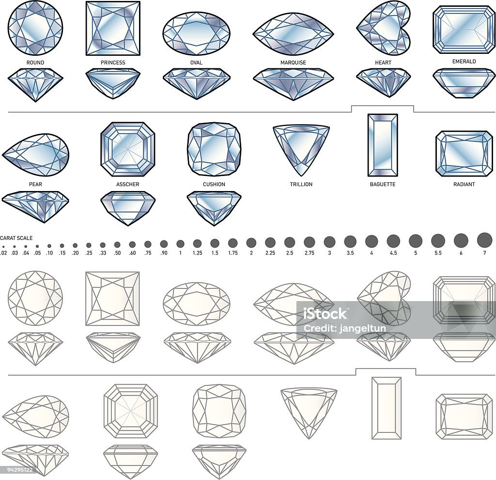 Twelve diamond shapes  Diamond - Gemstone stock vector