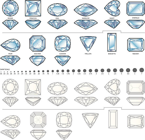 Twelve diamond shapes vector art illustration