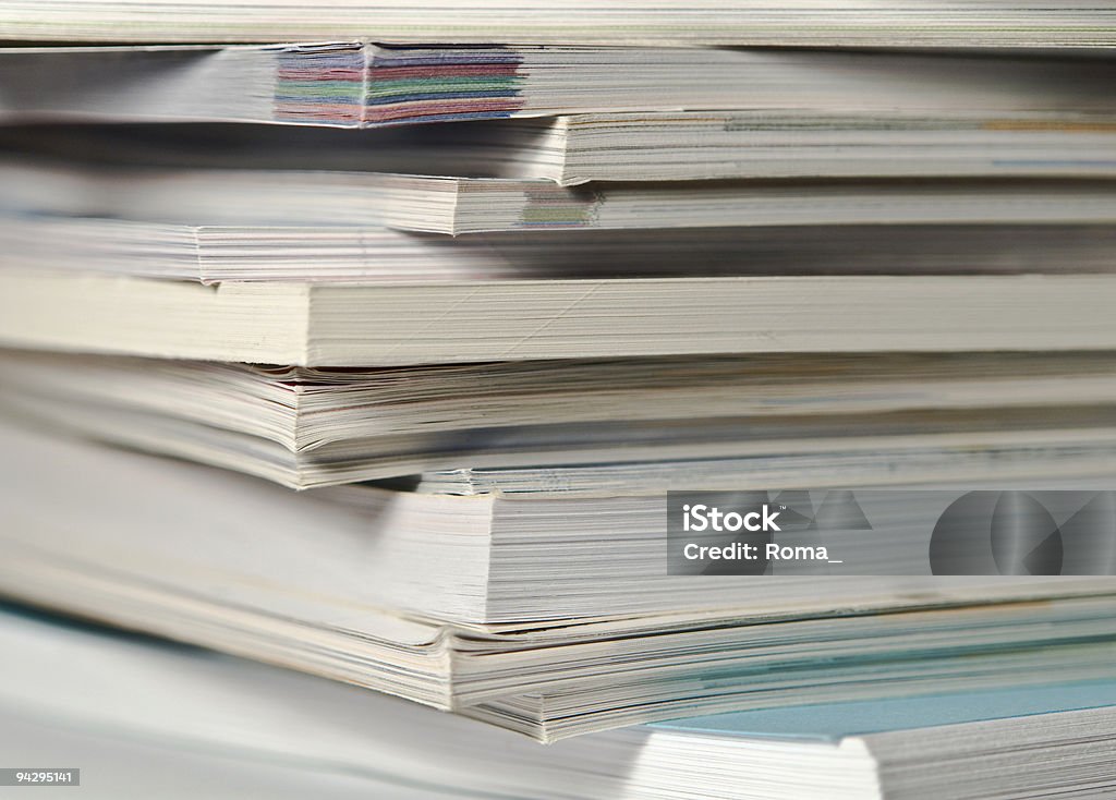Stack of magazines  Almanac - Publication Stock Photo