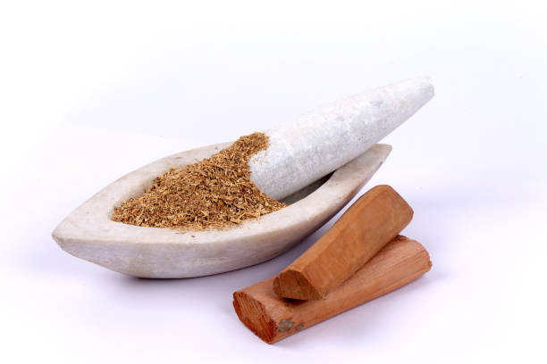 istock Chandan or sandalwood, sandalwood sticks, perfume, selective focus 942952570