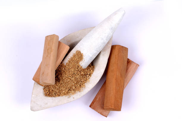 istock Chandan or sandalwood, sandalwood sticks, perfume, selective focus 942952792