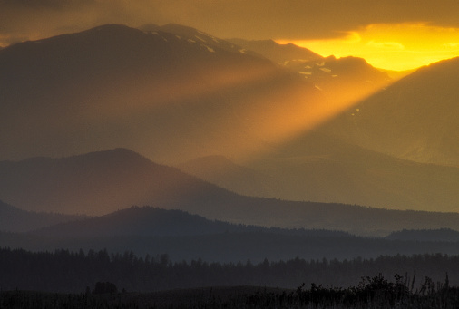 Sunset over the Sierra Nevada and Long Valley in eastern California.