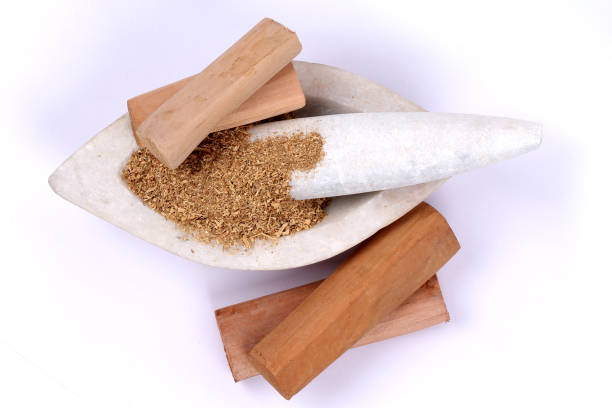 istock Chandan or sandalwood, sandalwood sticks, perfume, selective focus 942955712