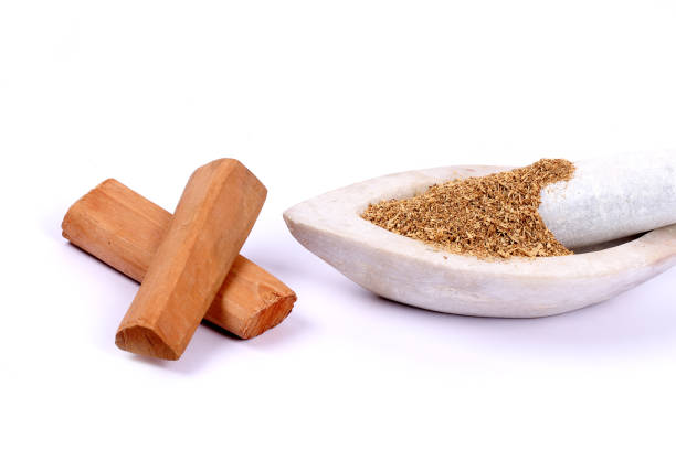 istock Chandan or sandalwood, sandalwood sticks, perfume, selective focus 942958480