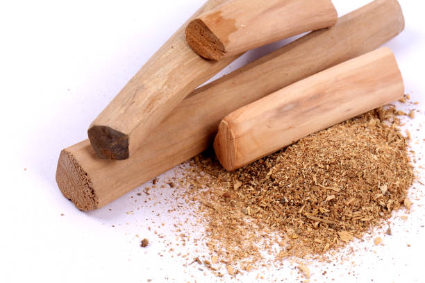 istock Chandan or sandalwood, sandalwood sticks, perfume, selective focus 942959400