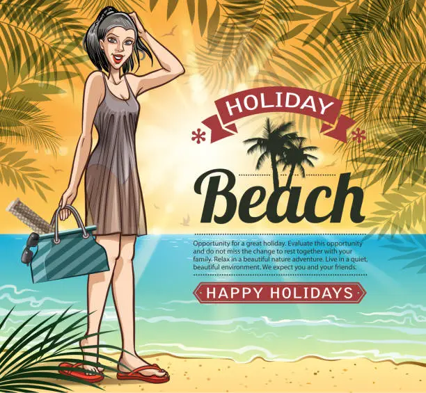 Vector illustration of botanic beach holiday